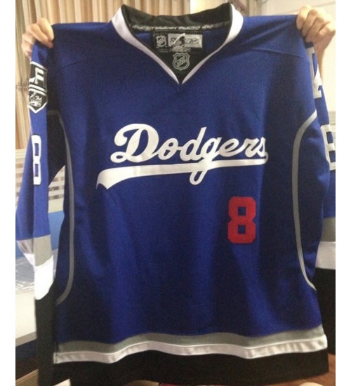 Custom Drew Doughty 8 LA Kings LA Dodgers Limited Blue Hockey Jersey